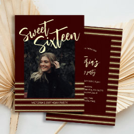 Sweet sixteenグリッターワインバースデーパーティー 招待状