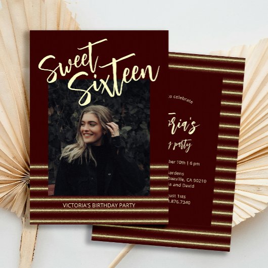 Sweet sixteenグリッターワインバースデーパーティー 招待状