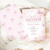 Sweet sixteenコケットピンク弓パール 招待状