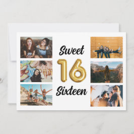 Sweet sixteenコラージュ誕生日パーティー 招待状