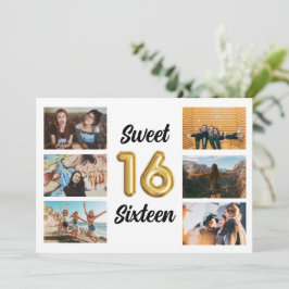 Sweet sixteenコラージュ誕生日パーティー 招待状