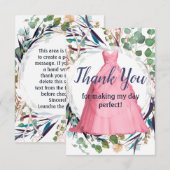 Sweet sixteenサンキューカード – ピンクドフォーマルレス サンキューカード (正面/裏面)