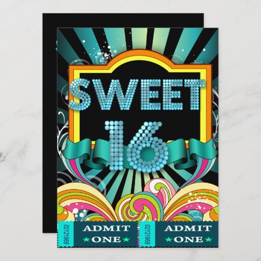 Sweet sixteenスイート16パーティーチケット入場料 招待状 (正面/裏面)