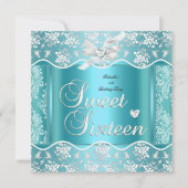 Sweet sixteenスウィート16かわいらしブルーホワイトレース 招待状 (正面)