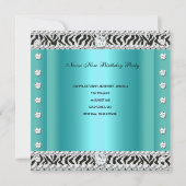 Sweet sixteenスウィート16ゼブラティール(緑がかった色)白黒 招待状 (裏面)