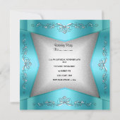 Sweet sixteenスウィート16ティール（緑がかった色）ブルーシルバーティアラ 招待状 (裏面)