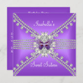 Sweet sixteenスウィート16バタフライ薄紫パール2 招待状 (正面/裏面)
