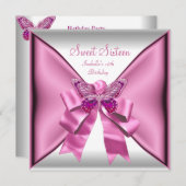 Sweet sixteenスウィート16バースデーパーティーピかわいらしンク 招待状 (正面/裏面)