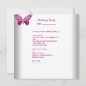 Sweet sixteenスウィート16バースデーパーティーピかわいらしンク 招待状 (裏面)