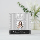 Sweet sixteenスウィート16バースデーパーティー白黒 招待状 (スタンド正面)