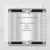 Sweet sixteenスウィート16バースデーパーティー白黒 招待状 (裏面)