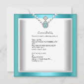 Sweet sixteenスウィート16パーティーティール(緑がかった色)ブルーホワイト 招待状 (裏面)