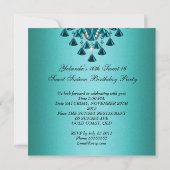 Sweet sixteenスウィート16誕生日ティール(緑がかった色)ブルーティアラ 招待状 (裏面)