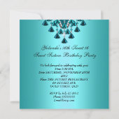Sweet sixteenスウィート16誕生日ティール(緑がかった色)ブルーティアラ 招待状 (裏面)