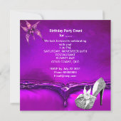 Sweet sixteenスウィート16誕生日パープルドレスガウン 招待状 (裏面)