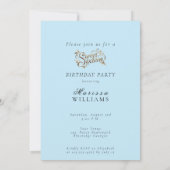 Sweet sixteenスパークルスフラワーガールブルーピンクヘア 招待状 (裏面)