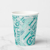 Sweet sixteenスパークルワードクラウドティール(緑がかった色)ID265 紙コップ (右)