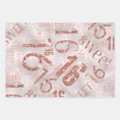 Sweet sixteenスパークルワードクラウドバラ金ゴールドID265 ラッピングペーパーシート (正面3)