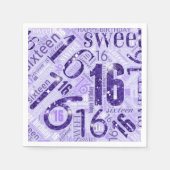 Sweet sixteenスパークルワードクラウドパープルID265 スタンダードカクテルナプキン (正面)