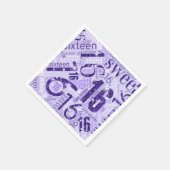 Sweet sixteenスパークルワードクラウドパープルID265 スタンダードカクテルナプキン (角)