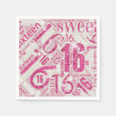 Sweet sixteenスパークルワードクラウドピンクID265 スタンダードカクテルナプキン (正面)