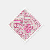 Sweet sixteenスパークルワードクラウドピンクID265 スタンダードカクテルナプキン (角)