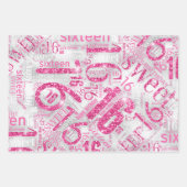 Sweet sixteenスパークルワードクラウドピンクID265 ラッピングペーパーシート (正面3)