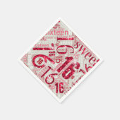 Sweet sixteenスパークルワードクラウドレッドID265 スタンダードカクテルナプキン (角)