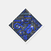 Sweet sixteenスパークルWord雲ブルーBlk ID265 スタンダードカクテルナプキン (角)