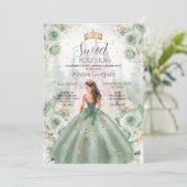Sweet sixteenセージグリーンプリンセスフローラ城 招待状 (スタンド正面)