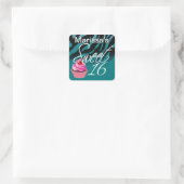 Sweet sixteenゼブラカップケーキパーティー スクエアシール (バッグ)