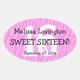 Sweet sixteenゼブラ誕生祝いプレゼントV012 楕円形シール