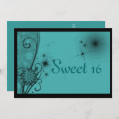 Sweet sixteenターコイズとブラック 招待状 (正面/裏面)