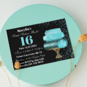 SWEET SIXTEENターコイズ水彩ケーキ誕生日 招待状