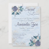Sweet sixteenダスティブルーフローラ招待 招待状 (正面)