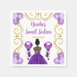 Sweet sixteenダークスキンプリンセスイン紫 スタンダードカクテルナプキン