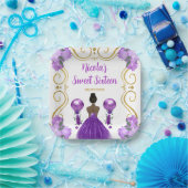 Sweet sixteenダークスキンプリンセスイン紫 ペーパープレート (パーティー)