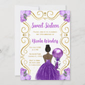 Sweet sixteenダークスキンプリンセスイン紫 招待状 (正面)