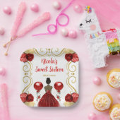 Sweet sixteenダークスキンプリンセスイン赤 ペーパープレート (パーティー)