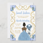 Sweet sixteenダークスキンプリンセスイン青 招待状 (正面)