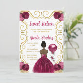 Sweet sixteenダークスキンプリンセスインBurgundy 招待状 (スタンド正面)