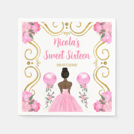 Sweet sixteenダークスキンプリンセス(ピンク) スタンダードカクテルナプキン
