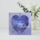 Sweet sixteenダークブルーハート誕生日招待状 招待状 (スタンド正面)