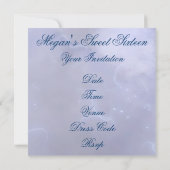 Sweet sixteenダークブルーハート誕生日招待状 招待状 (裏面)