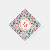 Sweet sixteenチョコレートキャンディ誕生日 スタンダードカクテルナプキン (角)