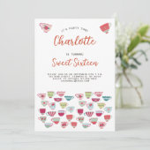 Sweet sixteenティーパーティー誕生日招待状 招待状 (スタンド正面)