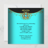 Sweet sixteenティール（緑がかった色）金ゴールドブラックスウィート16 招待状 (裏面)