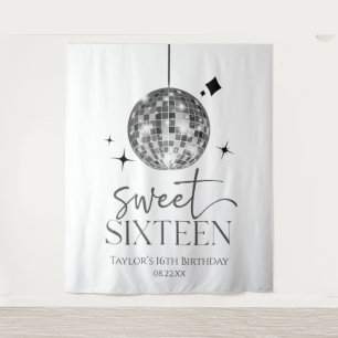 Sweet sixteenディスコボール16thバースデーパーティー タペストリー