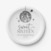 Sweet sixteenディスコボール16thバースデーパーティー ペーパープレート (正面)