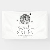 Sweet sixteenディスコボール16thバースデーパーティー 横断幕 (横)